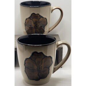 Pfaltzgraff Everyday Painted Poppies Coffee Tea Mug Set of Two (2)